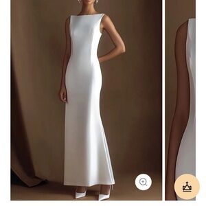 Satin maxi classic Elegant White Sleeveless Gown bridal bachelorette wedding